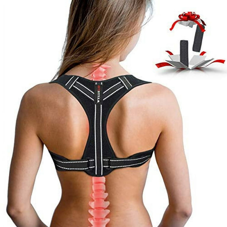 2 Pcs Mercase Posture Corrector for Men and Women, Back Brace for Posture,  Adjustable and Comfortable, Pain Relief for Back,Shoulders,Neck,Pink Nude  L-XL 