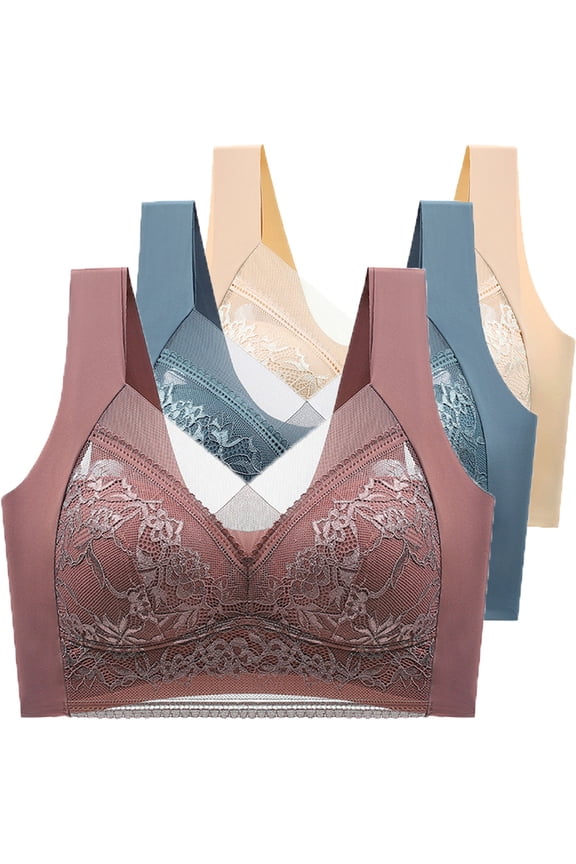 Posture Corrector for Women, Audhol 3 Piece Women's Posture Correction Bra Upward Wireless Bra Breathable Bra Suitable for Elderly Women's Daily Bra Back Support Bra Mint Green XL