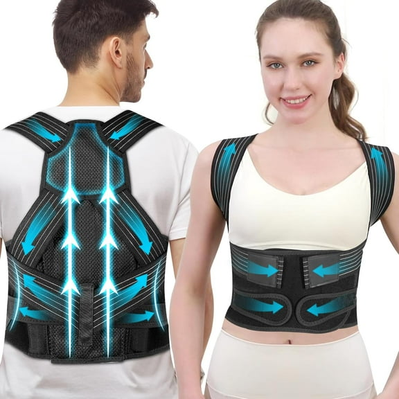 Posture Corrector for Women and Men with Bionic System, Upgraded Back Brace, Adjustable Full Back Support, Shoulder Straightener, Neck, Upper and Lower Back Pain Relief M-Black-5