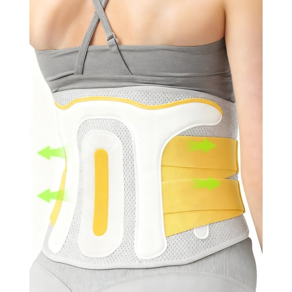Posture Corrector For Women and Men, Breathable Waist Lumbar Support Belt for Sciatica, Herniated Disc, Scoliosis Back Pain Relief, Heavy lifting, with Dual Adjustable Straps 【1Pcs Large】