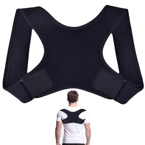 Posture Corrector for Men and Women, Adjustable Posture Brace Back Straightener for Pain Relief, Upper Back Shoulders Neck Clavicle Support, Black