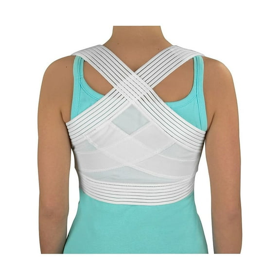 Posture Corrector for Men and Women under Clothes, Back Straightener and Posture Support, Upper Back and Shoulder Posture Brace, White, Medium-Large