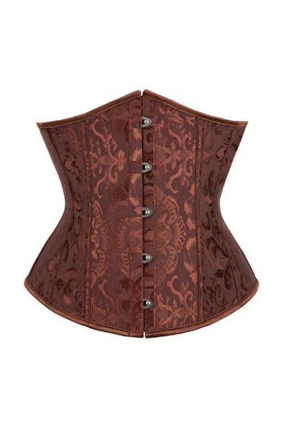 Posture Corrector for Women Brocade Boned Underbust Waist Training Corset Corset Shapewear Brown XXXL