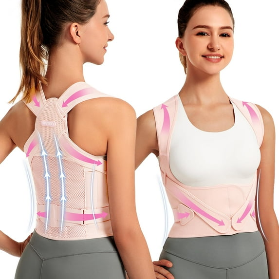 Posture Corrector for Women for Support: Back Brace for Full Back Support - Adjustable Shoulder Straightener for Women and Men (Black, Medium)