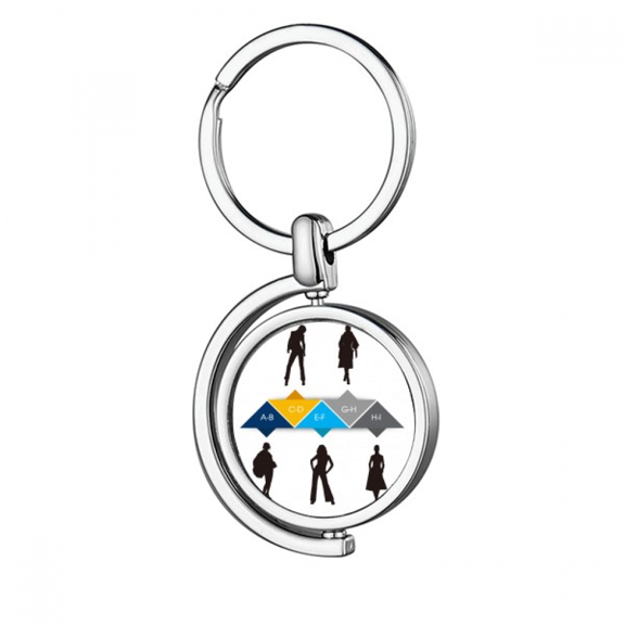 Posture Selection Outline Models Rotating Keychain Metal Keyring Holder