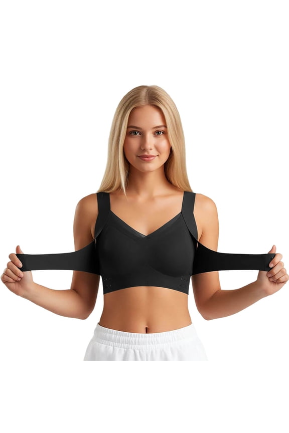 Posture Support Bra,Posture Bras for Women Front Closure Wireless Posture Corrector Bra with Back Support Bra Full Coverage Push Up No Underwire Bralettes