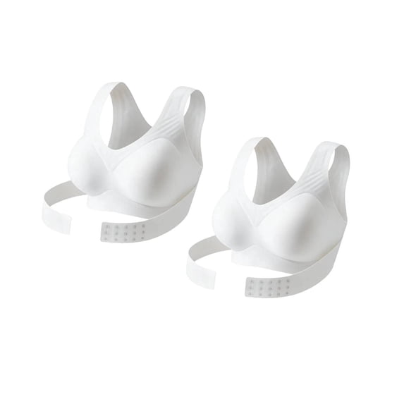 Posture Support Bras for Older Women Front Closure Push Up Sleep Bras Seamless Full Coverage No Underwire No Wire Supportive Crossback Comfortable Bra Lift Wireless Tshirt Bralettes White