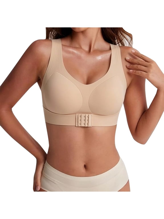Posture Support Bras for Older Women Front Closure Crossback Full Coverage Wireless Bra