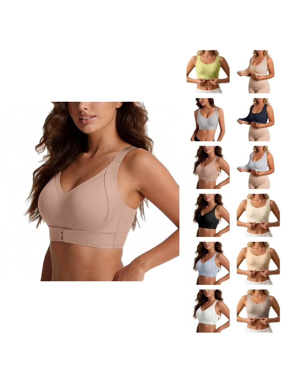 Posture Support Bras for Women Posture Support Wireless Bra Wide Strap Back Support Full Coverage Bra