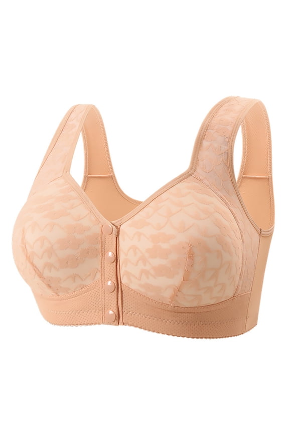 Posy Bra for Seniors Front Closure No Underwire Breathable Bras for Older Women Push Up Bralettes Complexion 44