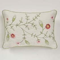 Posy Floral Crochet Natural Cotton Rectangle Pillow 14 x 20 Inches