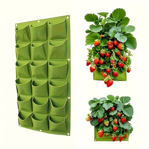 Pot 18 Pocket Vertical Garden Planting Bag Hanging Fabric Planter for Strawberry Herb Flower Space Saving Wall Grow Pouch for Small Balcony Gardens