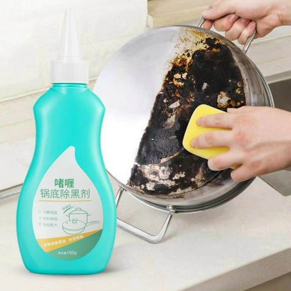 Pot Bottom Cleaner, Magic Gel Cleaner for Pot Bottom, Stainless Steel Cleaner, Black Pot Bottom Cleaner for Kitchen Utensils Oil Stains Strong Detergent Gel Rust Removal Agent 150ml