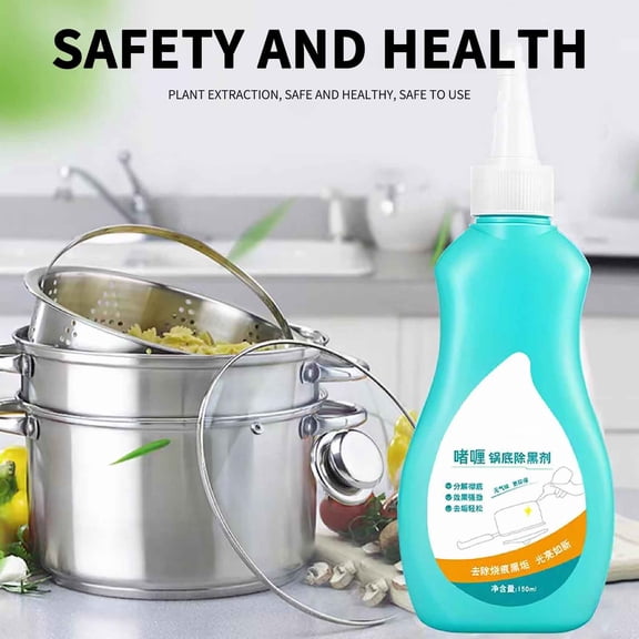 Pot Bottom Cleaning Gel - Stainless Steel Cleaner & Rust Remover for Kitchen Utensils, Strong Decontamination, Oil Extraction, Descaling, 150ml