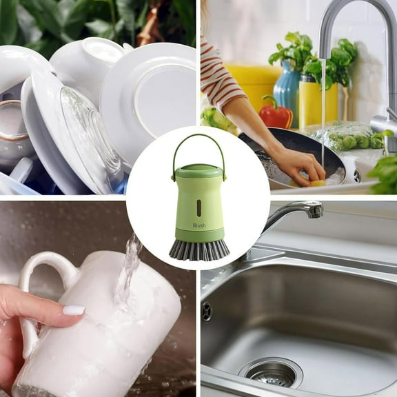 Pot Cleaning Brush Dish Scrubber Brush | Dish Brush With Soap Dispenser | Kitchen Dish Pot Scrubber | Suspension Storage Design Kitchen Washing Tool For Stoves Range Hoods