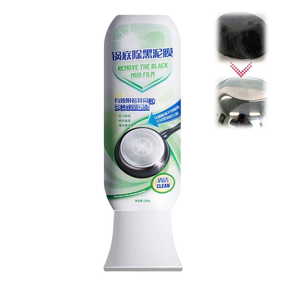 Pot Cleaning Paste with Built-in Brush for Burnt Bottoms, Grease & Grime Remover for Stainless Steel, Ceramic Cookware