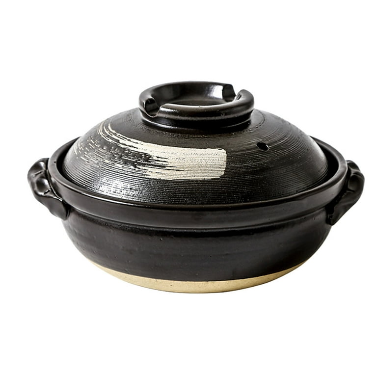Matte Black and Green Ceramic Korean Style Cooking Pot by World Market