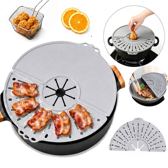 Pot Cover Spill Stopper Lid - Foldable Thicken Silicone Boil Over Spill Safeguard for Pots and Pans, Instant Pot Cover, Fits Openings 8" to 12.6" in Diameter