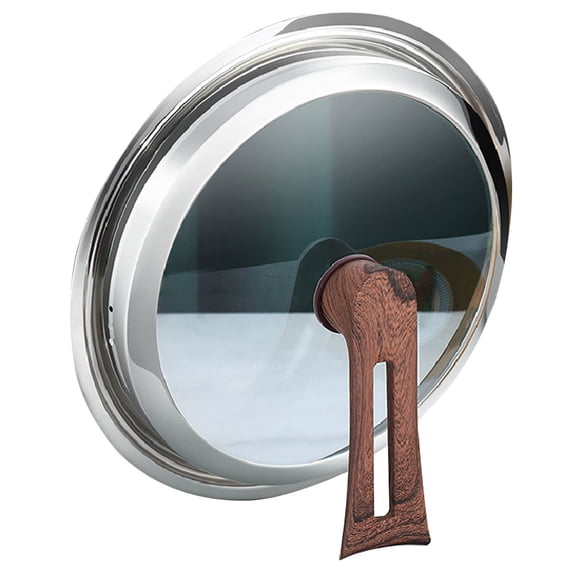 Homoyoyo Universal Pot Lid with Stainless Steel Rim, Glass Top and Wooden Handle, Highly Sealed and Kitchen Cover