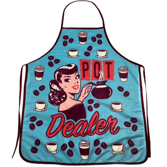 Pot Dealer Apron Funny Morning Cup Of Coffee Graphic Novelty Kitchen Smock