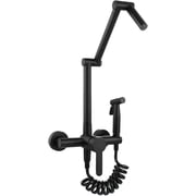 Pot Filler Brass Hot and Cold Kitchen Mixer Tap, Wall Mount Rotating Folding Kitchen Faucet with Sprayer, Pull Out Two Hole Bidet Faucet,Black