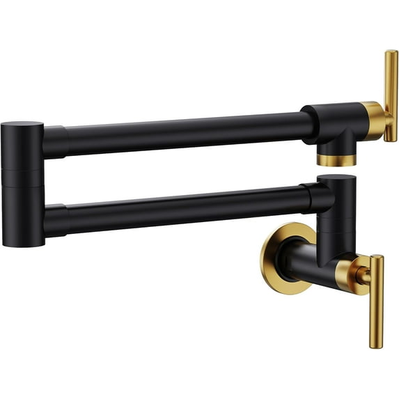 Pot Filler Faucet Black and Gold Commercial Wall Mount Stove Faucet Wall Mount Kitchen Sink Pot Filler Facuet