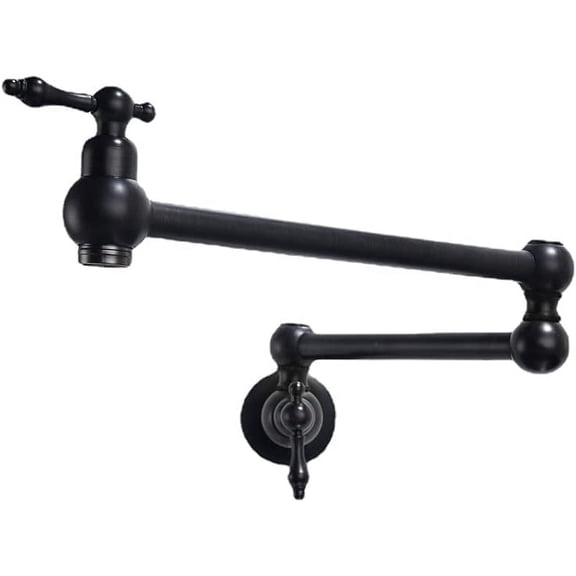 Pot Filler Faucet Brass Faucets Kitchen Wall Mount Commercial Faucet Folding Kitchen Faucet Lead-Free Restaurant Faucet Copper 2 Handles Double Joint Swing Arm Faucet
