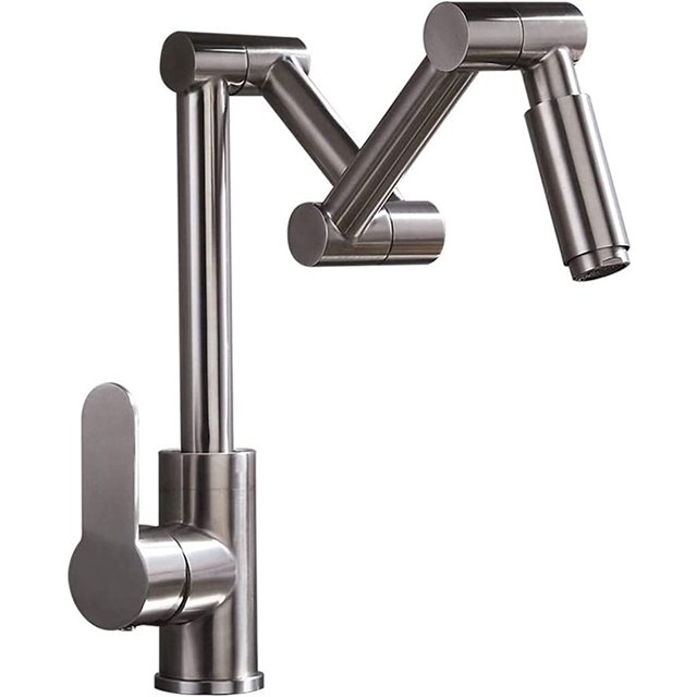 Pot Filler Faucet Deck Mounted, Rotate Folding Kitchen Sink Faucet 304