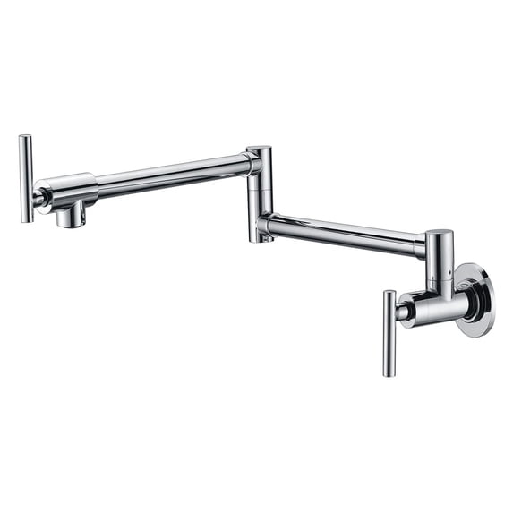 Pot Filler Faucet Wall Mount Brass Kitchen Folding Faucets Double-Jointed Swing and Dual Shut-Off Levers