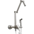 thumbnail image 1 of Pot Filler Faucet Wall Mount Foldable Kitchen Faucet Brass Kitchen Sink Faucet Double Joint Swing Arm Kitchen Tap 2 Hole Single Handle Kitchen Mixer Tap with Spray Gun,Brushed Nickel, 1 of 8