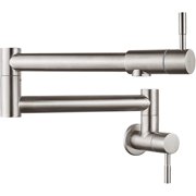 Pot Filler Faucet, Wall Mounted Folding Stretchable Kitchen Sink Faucet with Double Joint Swing Arm, Stainless Steel Single Hole Two Handles Single Cold Faucet, Brushed Nickel