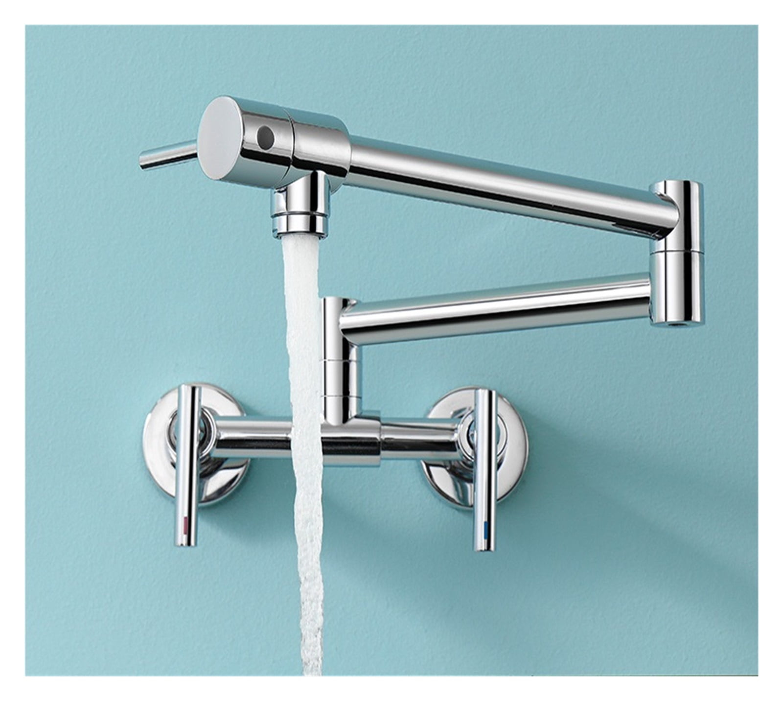 Pot Filler Faucet Wall Mounted Kitchen Mixer Solid Brass Swivel Spout Hot And Cold Water With Dual Handle ,Easy to Install