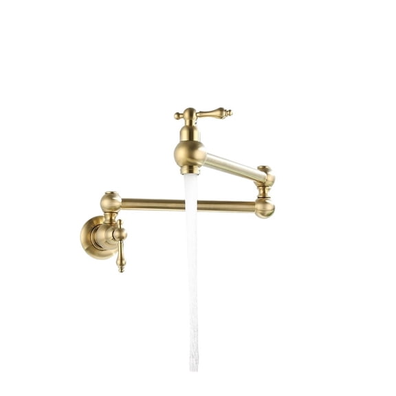 Pot Filler Tap Wall Mounted Foldable Brushed Gold Kitchen Faucet Single Cold Sink Tap Rotate Folding Spout Chrome Brass