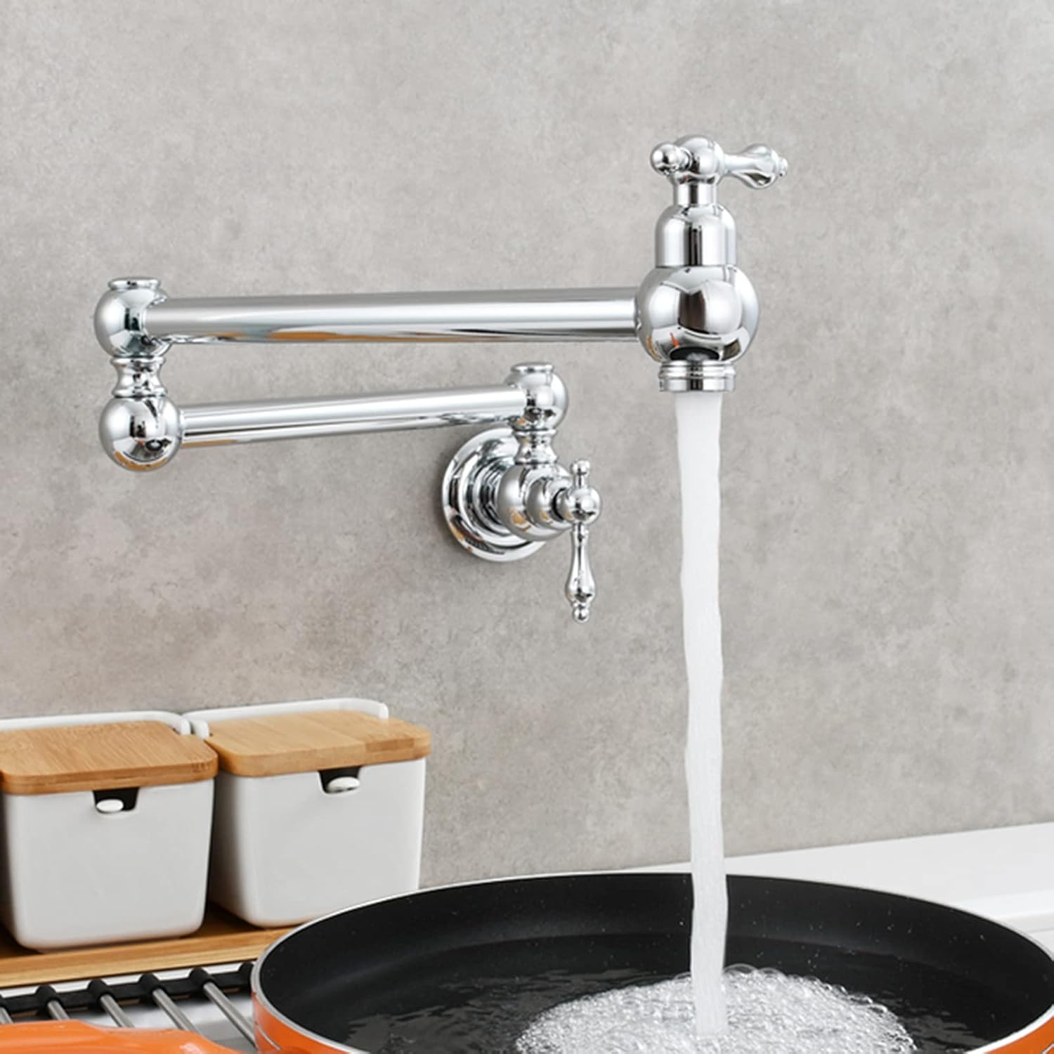 Pot Filler Wall Mount Single Cold Kitchen Sink Double Switch Brass