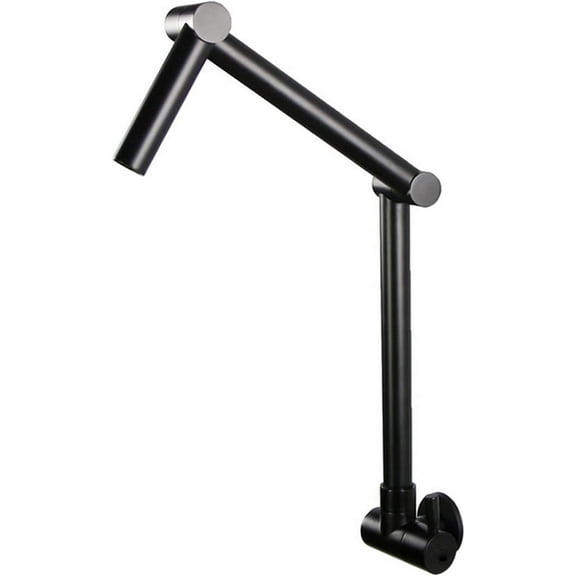 Pot Filler Wall Mounted Single Cold Kitchen Brass Foldable Kitchen Sink Faucet with Double Joint Swing Arm, 360° Swivel Heightening Mop Pool Faucet,Black