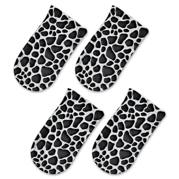 Pot Handle Holder Covers 4Pcs, Black And White Animal Print Pattern Background With High Resolution Non Slip Heat-Resisting Pan Handle Covers For Home Kitchen Baking Cooking BBQ Cookwares,63In