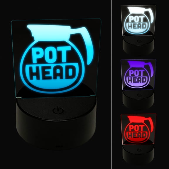 Pot Head Coffee LED Night Light Sign 3D Illusion Desk Nightstand Lamp