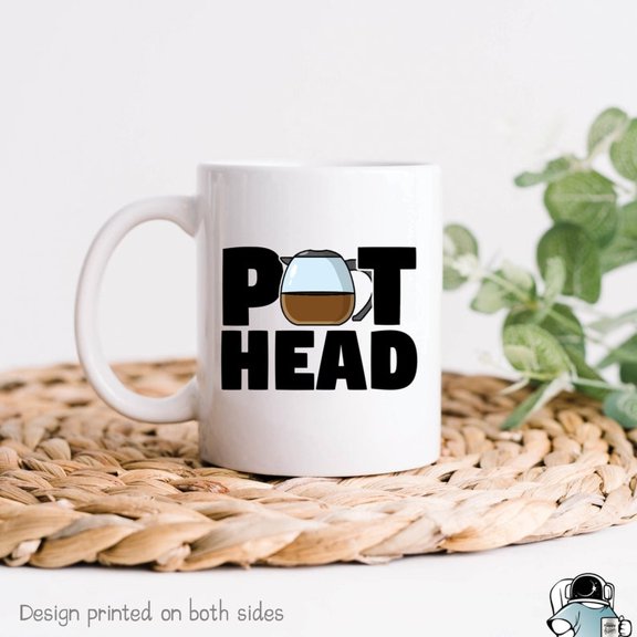 Pot Head Coffee Mug, Coffee Gif, Coffee Lover Mug, Funny Coffee Drinker Gif, Barista Gift, Coffee Lover Gif