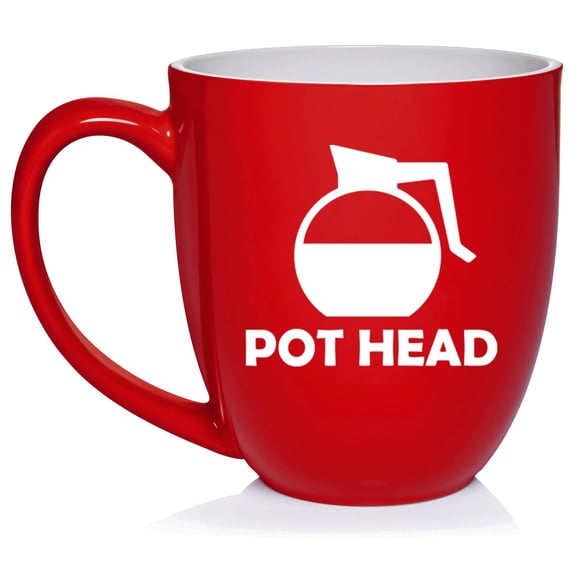 Pot Head Funny, Gift For Friend, Gift For Coworker Ceramic Coffee Mug Tea Cup Gift for Her, Him, Friend, Coworker, Wife, Husband (16oz Red)