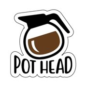 Pot Head Vinyl Sticker Decal (3" x 3") | Peel & Stick | Funny, Humor, Gift, Coffee, Humorous, Drinks
