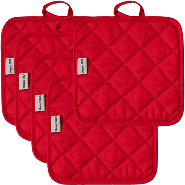 Pot Holder Cotton for Home Kitchen, Set of 2 Total 10 Count. (Red) - 7" Square Pot Holders by Osnell USA