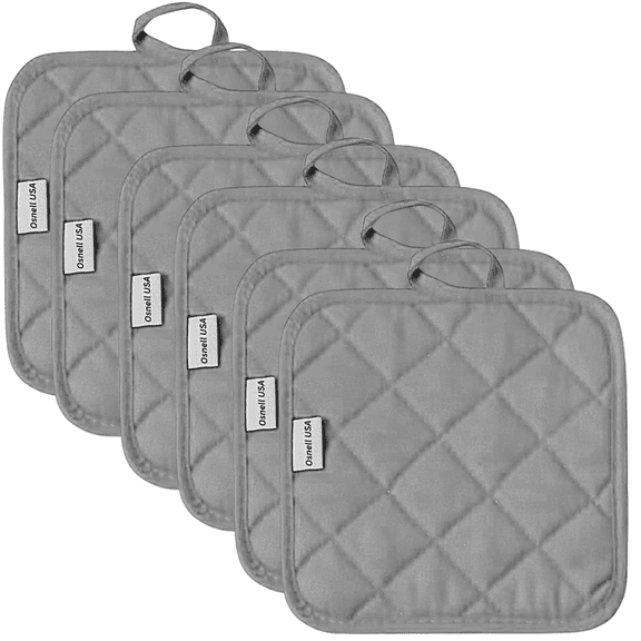 Pot Holders 7" Square Solid Color (Pack of 6) - Gray - Pot Holders For Kitchen
