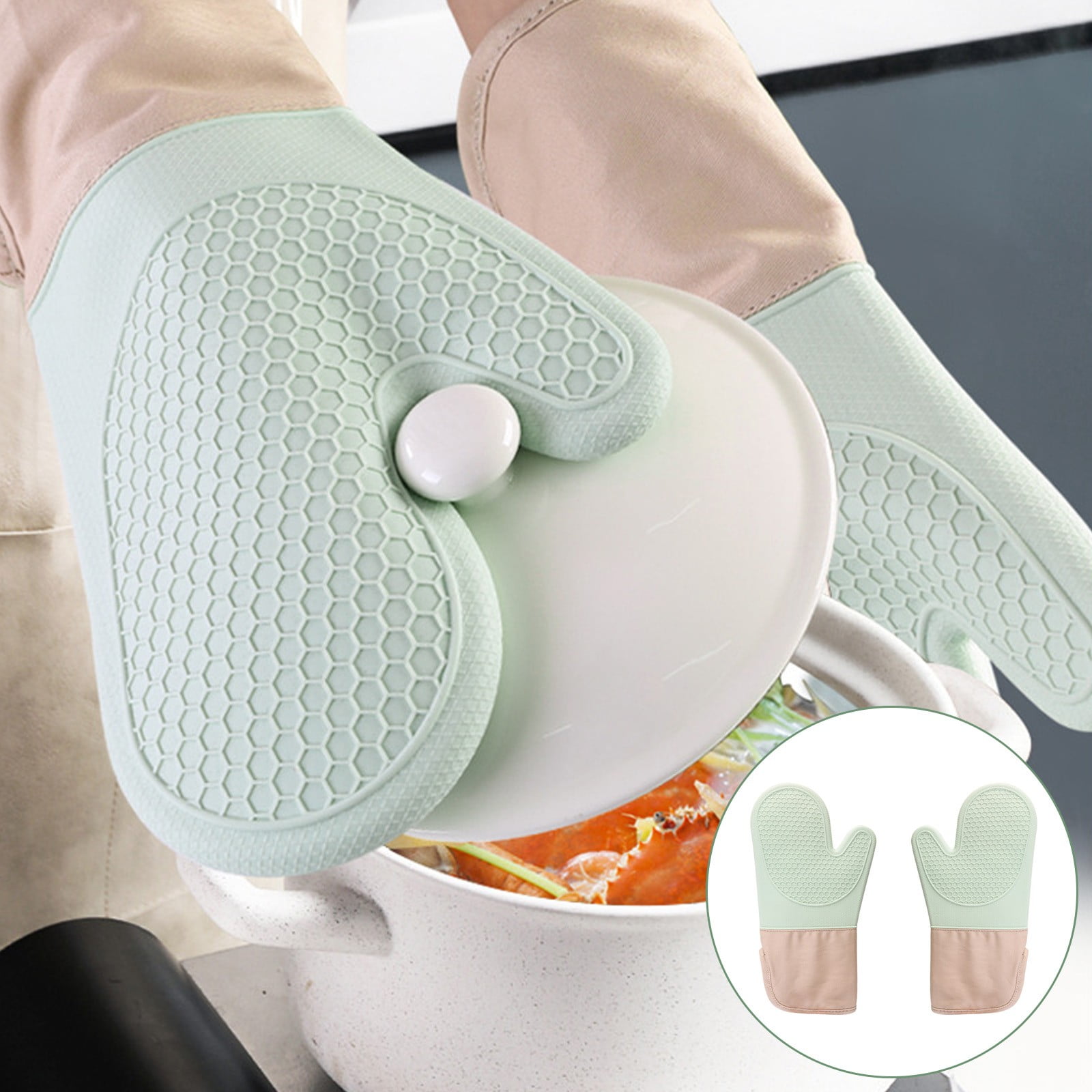 Pot Holders And Oven Mitts Silicone And Cotton Gloves