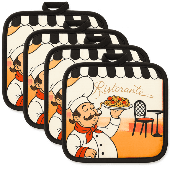 Pot Holders - Chef Theme - 6 Pack Pot Holders for Kitchen Chef Classic Theme - Kitchen Gadgets