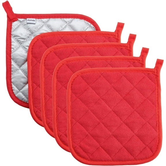 Pot Holders Cotton Made Machine Washable Heat Resistant Potholder, Pot Holder, Hot Pads, Trivet for Cooking and Baking (5, Red)