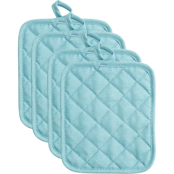 Pot Holders, Hot Pads, Table Pads for Kitchen and Dining Table, Non Slip Heat Resistant Hot Pot Holder (Aqua, 4 Pack)