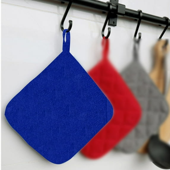 Pot Holders for Kitchen - Cotton Pot Holder Set Hot Pads for Kitchen and Dining Essentials Decor and Accessories Gray 7 Inch Terry Cloth for Oven Cooking Baking Pans,Blue,7x7"