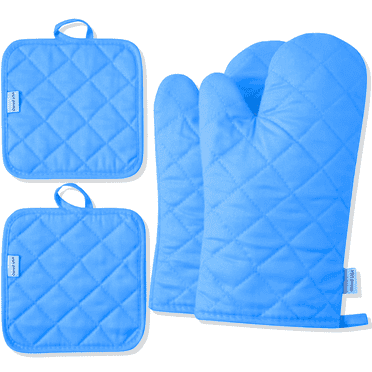 Pot Holders & Oven Mitts - Pack of 4 Pot holder - Light Blue - Potholders for kitchen & Oven Mitts