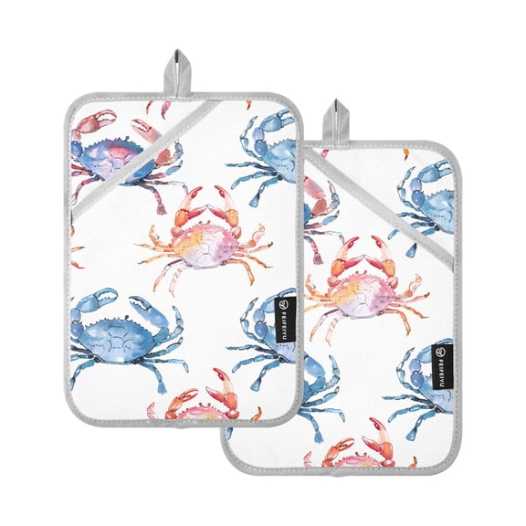 Pot Holders Set of 2 Heat Resistant 338 Kitchen Oven Gloves Potholder Cooking Baking Microwave Mitts Colors Crabs