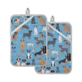thumbnail image 1 of Pot Holders Set of 2 Heat Resistant 338℉ Kitchen Oven Gloves Potholder Cooking Baking Microwave Mitts Cute Different Dogs on Blue, 1 of 7